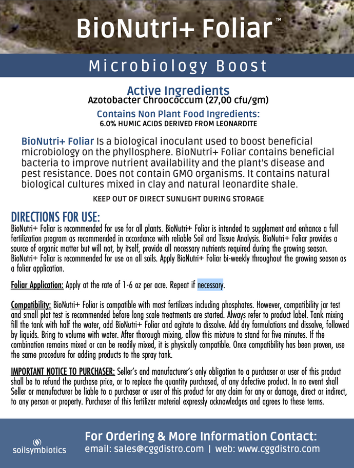 Soil Symbiotics - Foliar BioNutri +